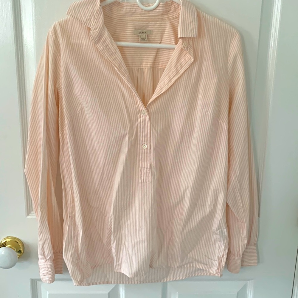 J Crew size small button down pink and white pin stripe